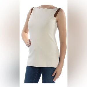 Lauren Ralph Lauren stretch sleeveless sweater w/ microsuede trim sz XL